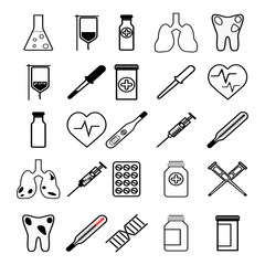 A set of medical icons.