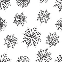 Snowflakes in winter. Seamless pattern.