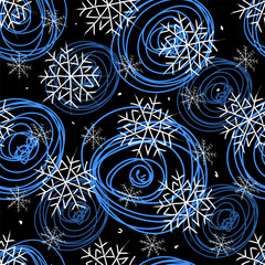 Snowflakes in winter. Seamless pattern.