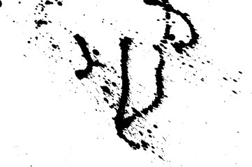 Ink grunge drops texture. Black hand drawn splashes and stains on white background.
