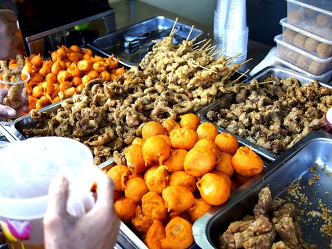 Assorted street food at a food stall