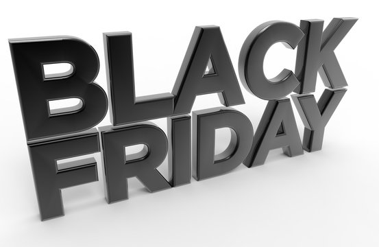 Gloss Isolated Black Friday sign on white background. 3D rendering