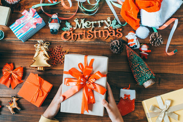 The gift box was give in the Christmas season.