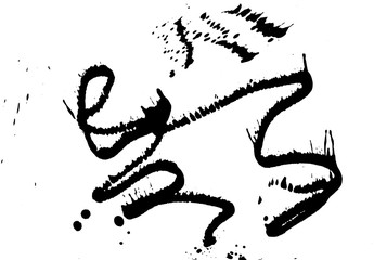 Ink grunge drops texture. Black hand drawn splashes and stains on white background.