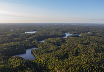 panoramic view of the forest with lakes