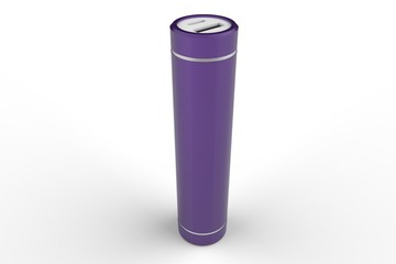 Violet isolated cylinder power bank on white background. Mock up, 3D rendering
