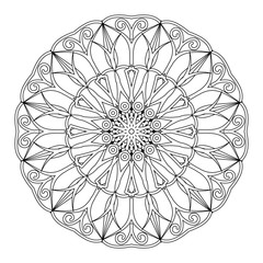 Coloring book page. Round decorative ethnic motif