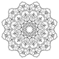 Coloring book page. Round decorative ethnic motif