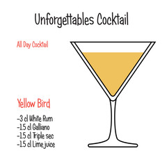 Kamikaze alcoholic cocktail vector illustration recipe isolated