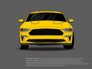 Racing car yellow color concept