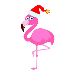 flamingo with elf hat illustration