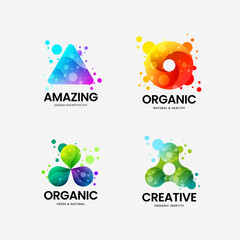 Creative abstract triangle organic vector logo sign for corporate identity isolated on white. Premium quality logotype emblem illustration set. Fashion delta organic badge design layout bundle.