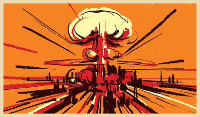 Nuclear bomb explosion illustration vector