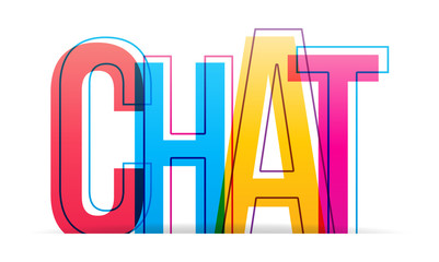 The word CHAT. Isolated colorful letters on a white background.