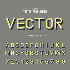 3D font and alphabet vector, Shadow typeface letter and number design, Graphic text on background