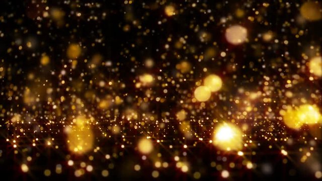 Golden glitter seamless background loop with bouncing motion for title frame