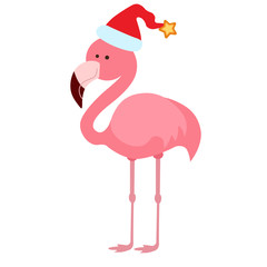 flamingo with elf hat illustration