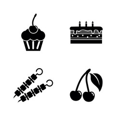 Delicacy Tasty Food. Simple Related Vector Icons Set for Video, Mobile Apps, Web Sites, Print Projects and Your Design. Delicacy Tasty Food icon Black Flat Illustration on White Background.