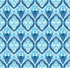 Blaues königliches Muster. Nahtloser Vektorhintergrund