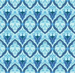 Fotobehang Marokkaanse tegels Blauw koninklijk patroon. Naadloze vector achtergrond