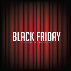 Black Friday super sale promotional design with copy space. Black and red design for the Friday after Thanksgiving. Eps10 vector illustration.