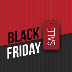 Black Friday super sale promotional design with copy space. Black and red design for the Friday after Thanksgiving. Eps10 vector illustration.