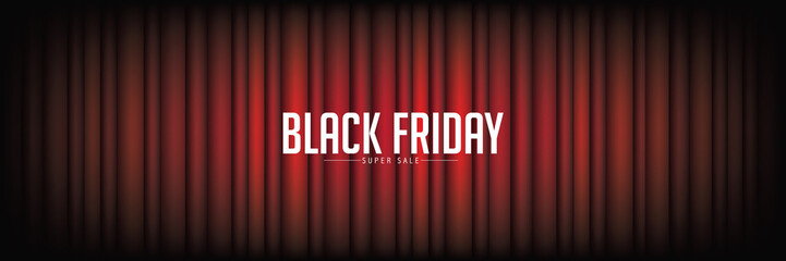 Black Friday super sale promotional design with copy space. Black and red design for the Friday after Thanksgiving. Eps10 vector illustration.