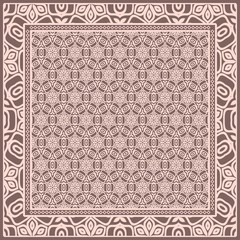 Template print for Sofa Square Pillow. Floral Geometric Pattern with hand-drawing Mandala. illustration. For fabric, textile, bandana, scarg, carpet print.