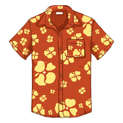 Vector Cartoon Short Sleeve Hawaiian Men Shirt