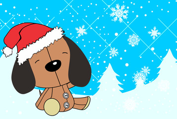 cute baby dog cartoon xmas background card