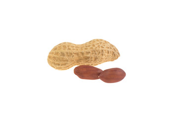 peanuts in the peel isolated on white background