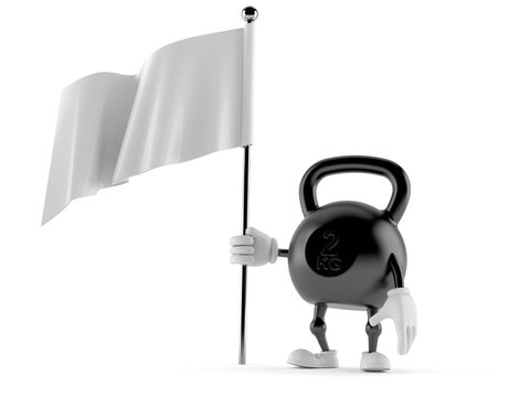 Kettlebell character holding blank flag