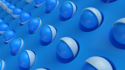 3d render abstract background with a simple geometric pattern from spheres and cylinders