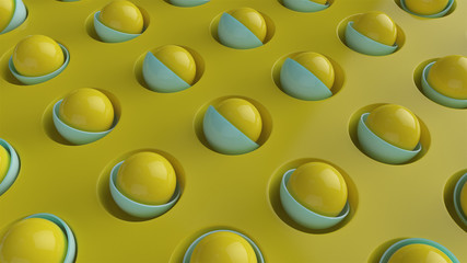 3d render abstract background with a simple geometric pattern from spheres and cylinders