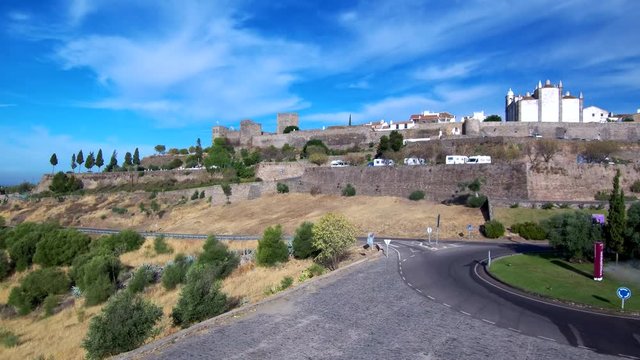 Portugal. Drone in Monsaraz. Village in Alentejo. 4k Aerial view Video
