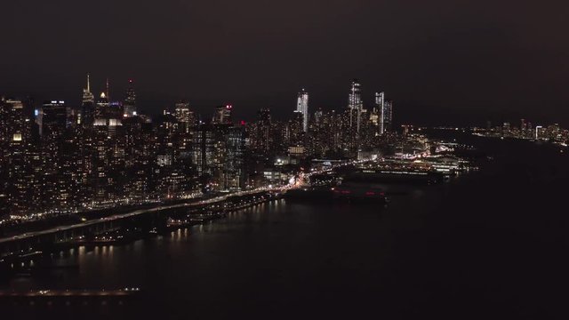 Aerial VIew New York City Night