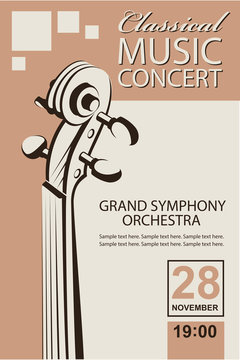 classical music concert poster with violin image