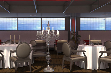 restaurant, interior visualization, 3D illustration