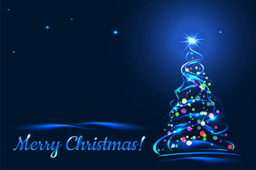 Merry Christmas! Vector template illustration.