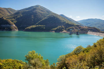 Fototapeta na wymiar Dam of Zhinvali Reservoir