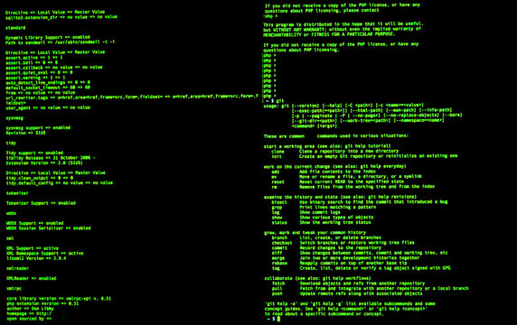 Command line interface, front view, terminal command, cli. UNIX bash shell