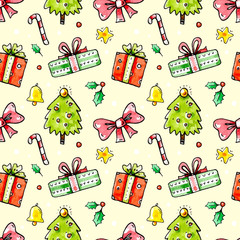 Sweet hand drawn seamless pattern for Christmas