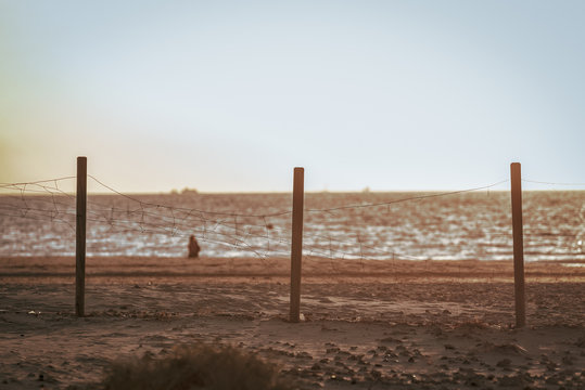 Through the mesh at sunset - Powered by Adobe