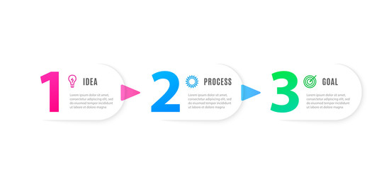 Infograph 3 steps elements. Business Infographic template with icons and 3 options. Graphic timeline process. Vector illustration
