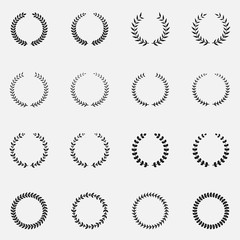 Set of laurel wreath icon isolated on white background.