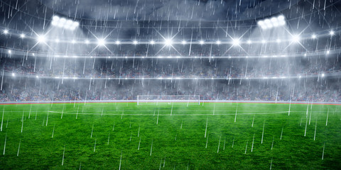 Soccer arena in night