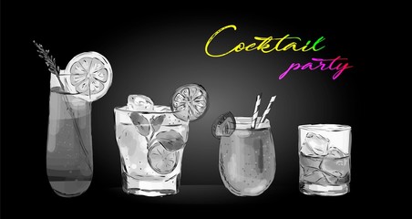 Cocktail Party vector illustration.