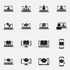 Set of online education vector icons.
