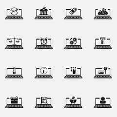 Set of online banking vector icons. E-banking concept.