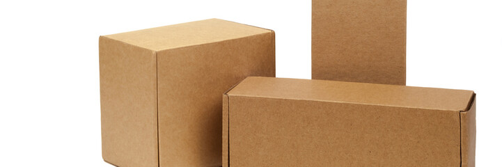 Cardboard boxes for goods on a white background. Different size. Isolated on white background.